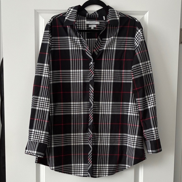 Foxcroft Tops - Foxcroft Size 18 Shaped Wrinkle-Free Plaid Button-Down Top - Black/Red